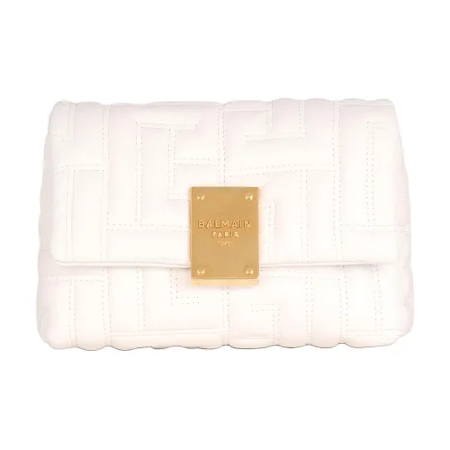 BALMAIN 1945 Lambskin Handheld Shoulder Bag Mini Women's White