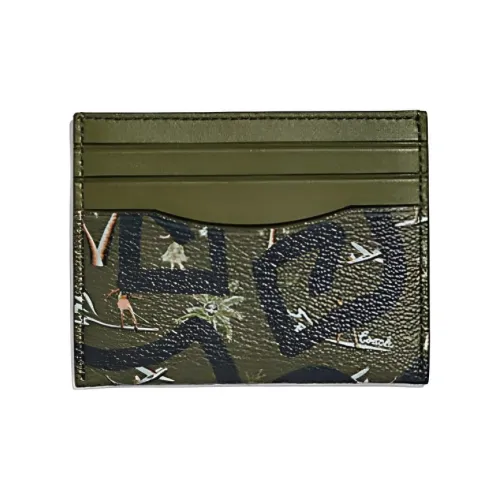 COACH Keith Haring Коллаборация Карточный чехол Холст с покрытием и гладкая кожа Держатель для карт Мужской Яшма и Черный