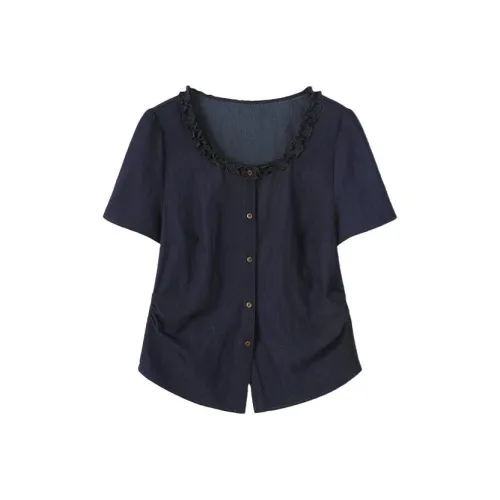 SHIRAN Темно-синие Женские Рубашки