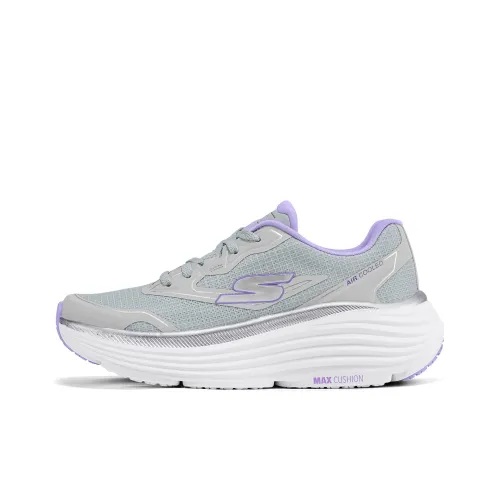 Skechers Max Cushioning Дышащий Поддержка Отскок Низкий Топ Повседневный Городской Коммутирование Беговые кроссовки Женские Серый Фиолетовый
