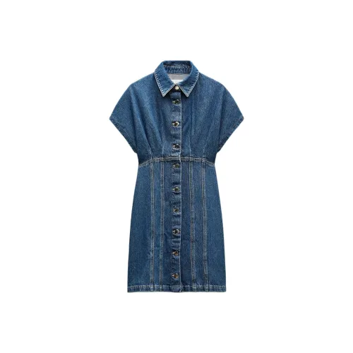 ZARA Короткое платье с короткими рукавами женское