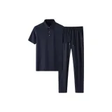 Темно-синий синий футболка + темно-синие синие тренировочные штаны (комплект одежды)