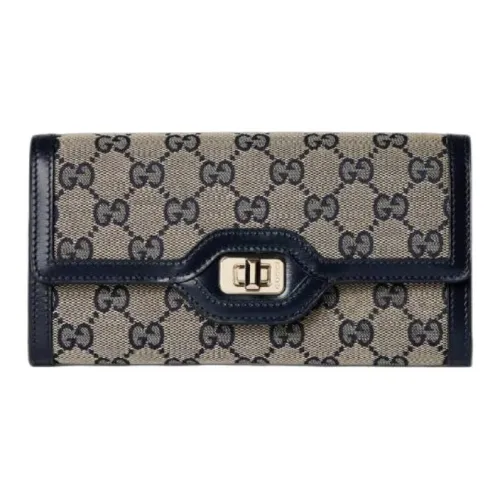 GUCCI Длинный кошелек Унисекс Синий Бежевый