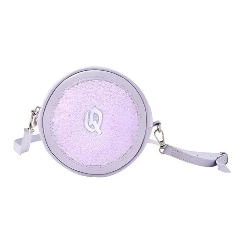 QIAODAN Microfiber Leather Фланель Маленькая Круглая Сумка Сумка через плечо Женская Блестка Фиолетовая