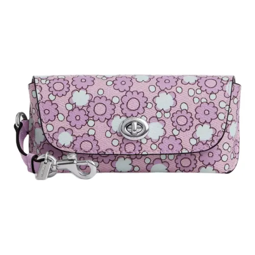 COACH Покрытый холст Чехол для очков Маленький Женский Фиолетовый