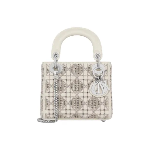 DIOR Lady Dior Телячья кожа Сумка Lady Dior Сумка на одно плечо Мини Women's White