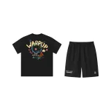 Комплект одежды [Черная короткая рукавная рубашка + черные шорты]