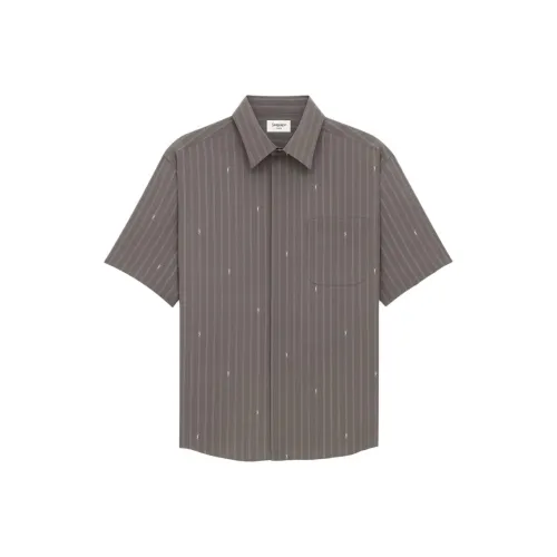 SAINT LAURENT Серый Белый Мужские Рубашки