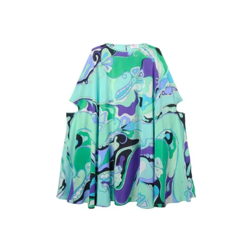 EMILIO PUCCI SS25 Короткий рукав Платье Женское Зеленое