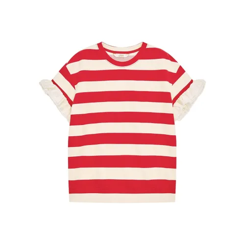 ELF SACK Красный и Белые полосы Женские футболки