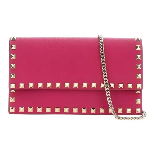 Valentino Rockstud Телячья кожа Кошелек Ручная сумка через плечо Сумка на плечо Женская Розово-фиолетовая
