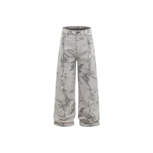 Vine Color Серый белый Женские Джинсы