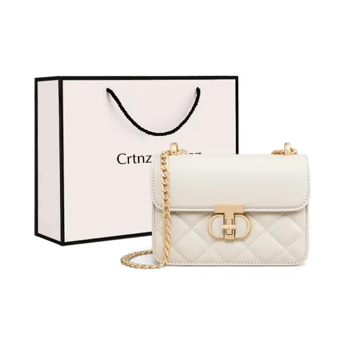 Crtnzo Kroez Сумка через плечо из коровьей кожи маленькая квадратная сумка стандартная женская экрю черный