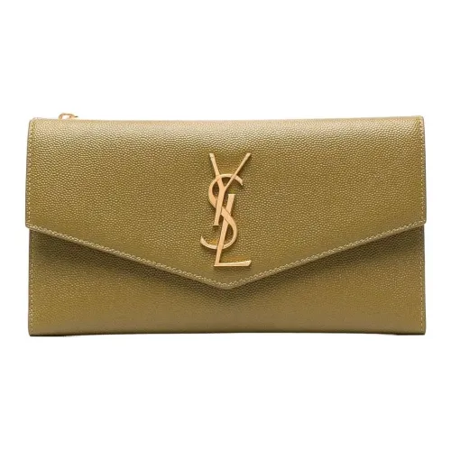 SAINT LAURENT Монограмма Телячья кожа Кошелек Женские Хаки