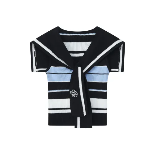 Pa33word Темно-синие полосы Женские T-рубашки