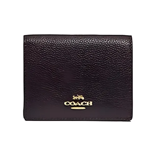 COACH Snap Wallet Крестообразная текстура Кожа Кошелек Карман для карт Кошелек Маленький Женские Бычья кровь Красный