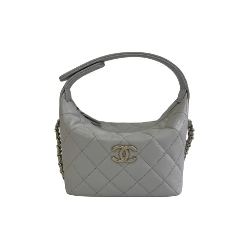 CHANEL Зернистая текстура кожа личи коровья кожа сумка-ланчбокс сумка через плечо сумка женская светло-серый