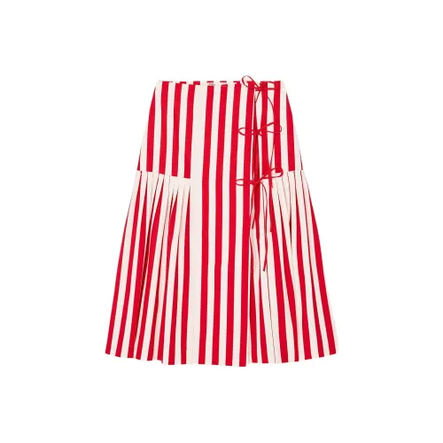 ZARA Белый/Красный Женские Повседневные Длинные Юбки
