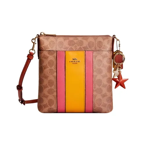 COACH Kitt Покрытый холст с утонченной телячьей кожей сумка через плечо сумка на плечо обычная женская коричневый и ржавый