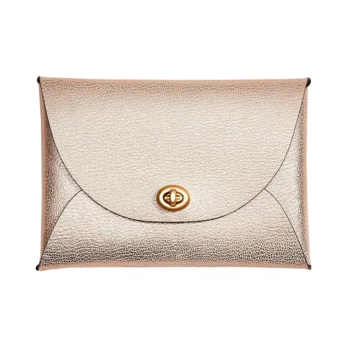 COACH Pouch Кожа Сумка для документов Кошелек для монет Держатель для карт Клатч Маленький Женский Розовое золото