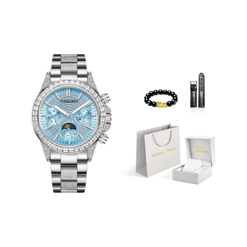 TINAIBIN Автоматический механический механизм стальной ремешок мужские часы синий циферблат