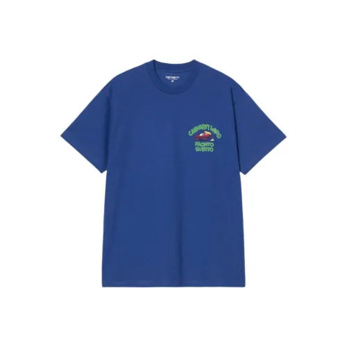 Carhartt WIP Pronto Subito Capsule Collection Wolf Poison Blue Men's T-Shirts Кархартт WIP Pronto Subito Capsule Collection Волк Poison Синий Мужские Футболки
