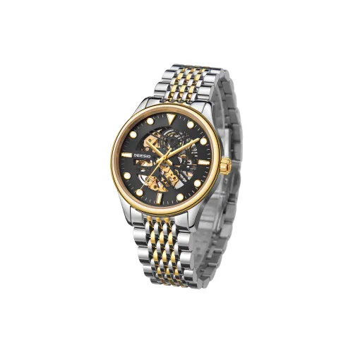 DEESIO Автоматический Механический Механизм Нержавеющая Сталь Ремешок Часы Мужские Черный Циферблат