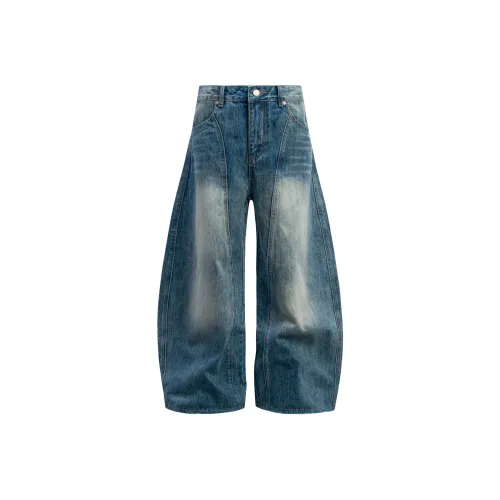 WAYHWEI Промытые синие унисекс джинсы