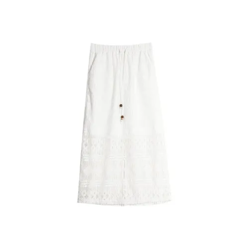 ELLE Белые Женские Повседневные Длинные Юбки