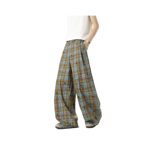 SOLIDITY Желтый Синий Plaid Унисекс Повседневные Штаны