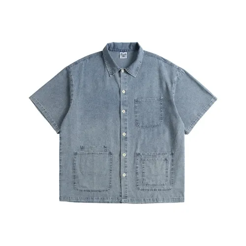 HYLHYL Джинсовый синий Унисекс Рубашки