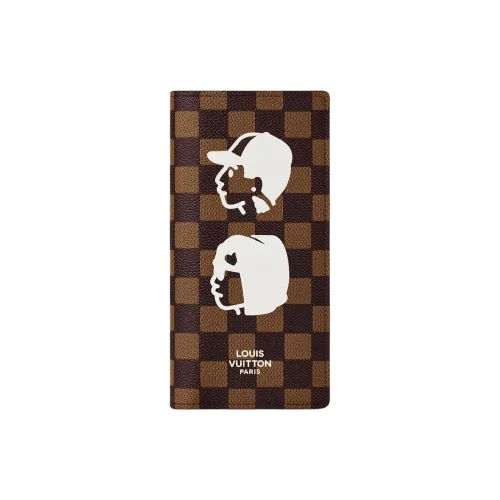 LOUIS VUITTON Nigo Collaboration Brazza Damier Phriendship Покрытый холст Кошелек Мужской Коричневый