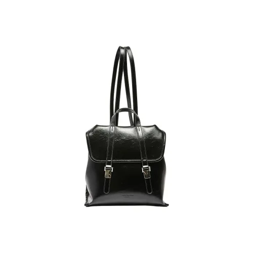 Three Blessings ПУ (полиуретан) Рюкзак Большой Женский Черный Айвори Белый