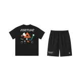 Комплект одежды (Черная рубашка с коротким рукавом + шорты)