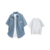 Синий + [Белая футболка, 260 г]