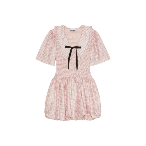 GANNI Короткий рукав Платье Женское Розовое