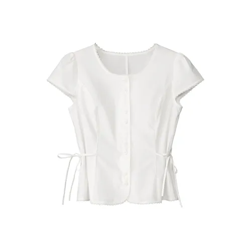 Fstudio Летний Корейский стиль Дизайн Элегантный 100% хлопок Повседневный Короткий рукав Рубашка Женская