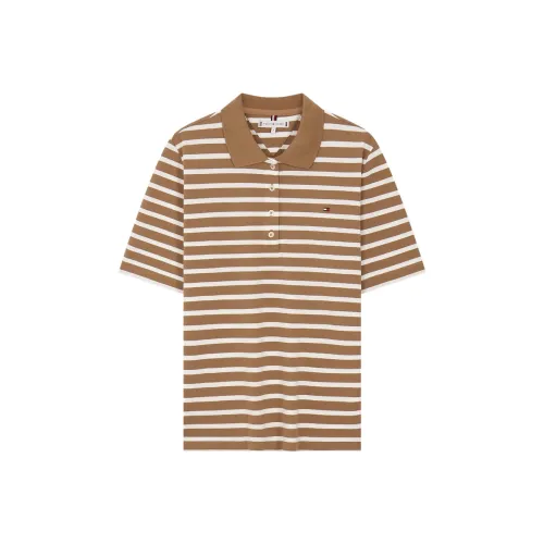 Tommy Hilfiger Хаки Белые Полосы 0BN Женские Поло