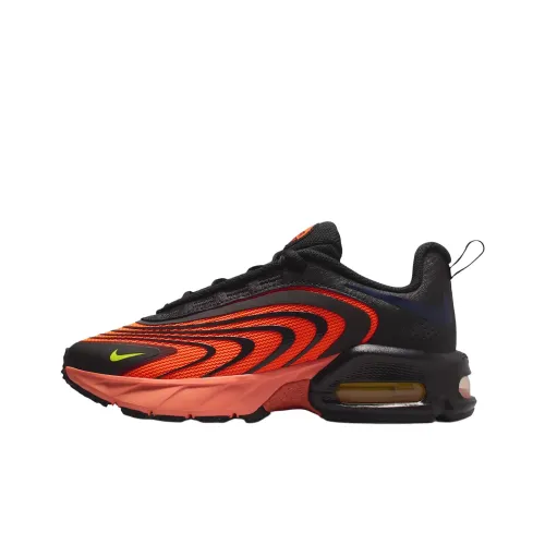 Nike Air Max Пламя Детские беговые кроссовки Низкий топ Темно-красный/Черный Для школьного возраста