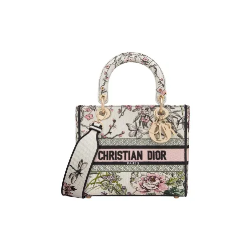 DIOR LADY D Лайт Хлопок Сумка Lady Dior Сумка через плечо Сумка среднего размера Women's White