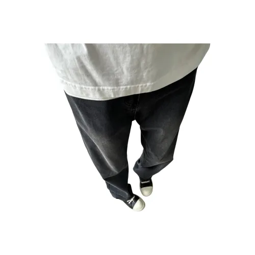 GANGZAI Дымчатый черный Унисекс Джинсы