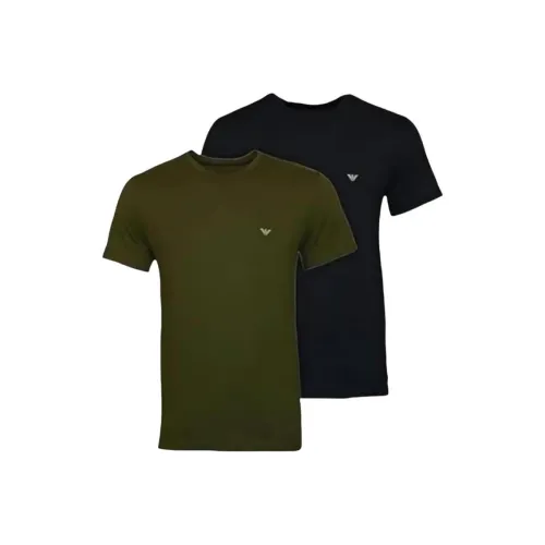 EMPORIO ARMANI 2 пачки Армейский зеленый + черный мужские футболки