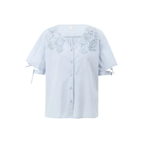 MISHOW Аква-синий Женские Рубашки