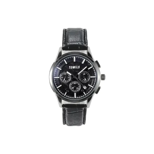 TOMILS Кварцевый механизм ремень из натуральной кожи унисекс черный циферблат