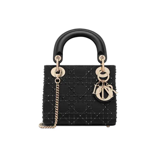 DIOR Lady Dior Satin Сумка Lady Dior Сумка через плечо Сумка на плечо Мини Сумка Женская Черная