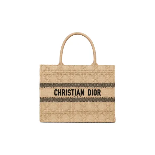 DIOR BookTote Плетеный узор Тоут Сумка Сумка для покупок Сумка среднего размера Женская Золото Черный