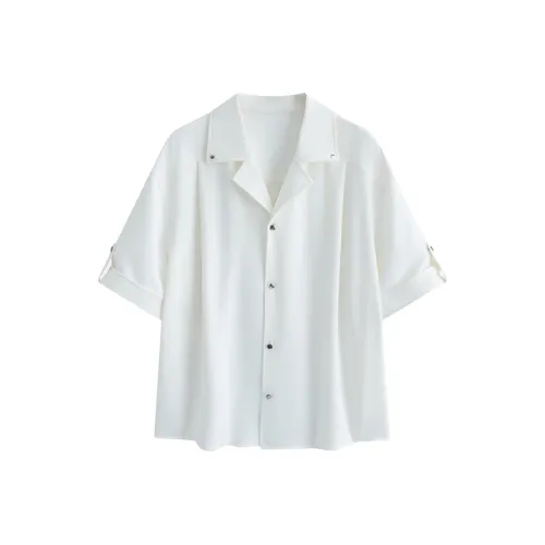 HYLHYL Непринужденный стиль Отложной воротник Короткий рукав Рубашка Нишевый Модный тренд Топ Мужской