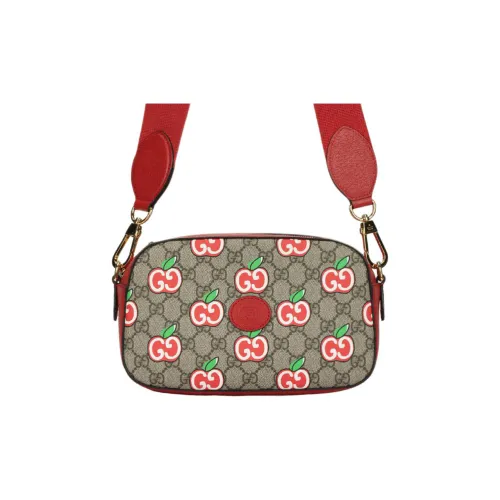 GUCCI Canvas с кожаными вставками Camera Сумка Сумка через плечо Сумка на плечо Женская Красная и Коричневая