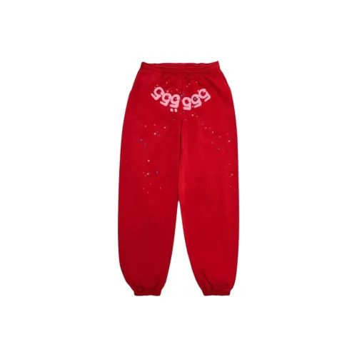 Sp5der Вязаные тренировочные брюки мужские красные