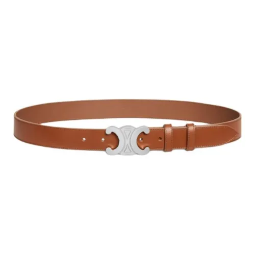CELINE Телячья кожа Кожаные ремни Мужской Коричневый Ширина 3 см